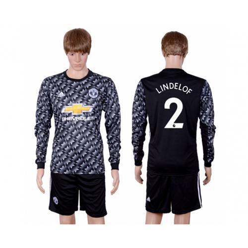 Manchester United #2 Lindelof Black Long Sleeves Soccer Club Jersey